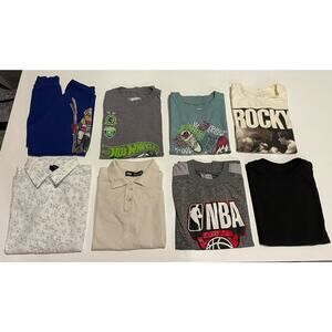 Lot of 8 Boys Graphic Tees Size 6-7Y Bundle NBA Hot Wheels Rocky Zara Polo RL